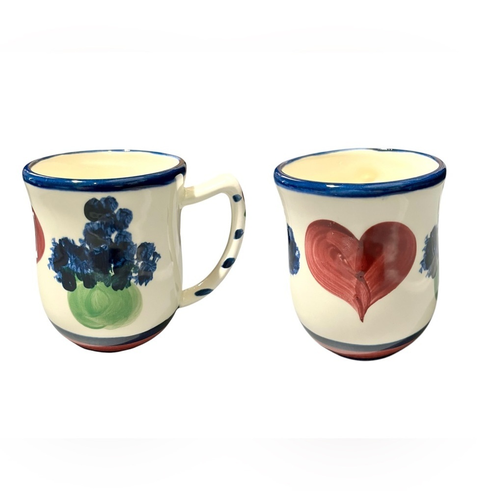 Vintage Gail Pittman Hearts & Flowers Pottery Hand-Painted Mug